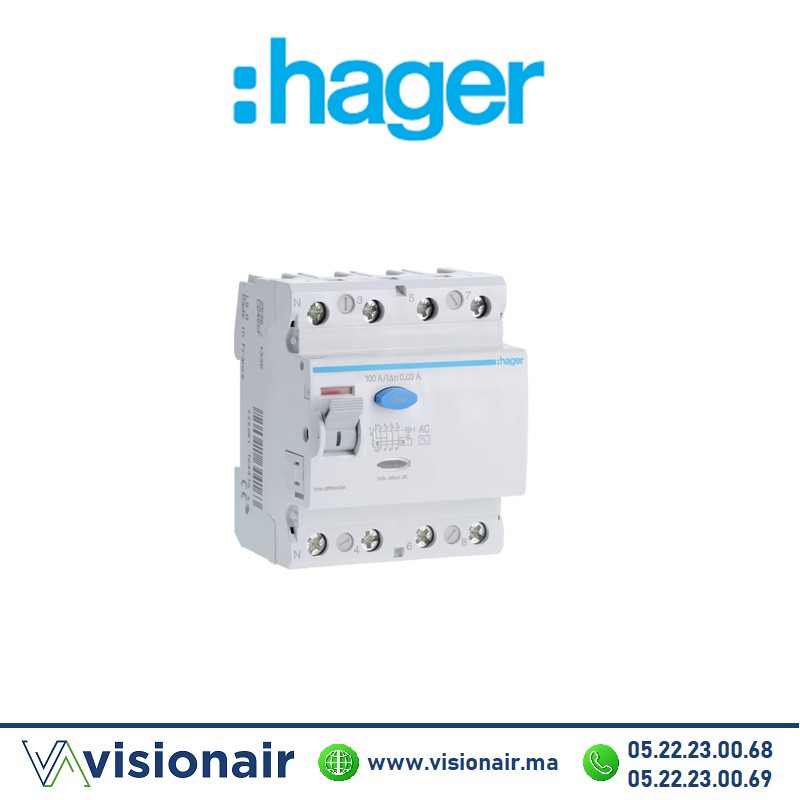 [CFC440F] Interrupteur différentiel 4P HAGER 4x40A 300mA CFC440F