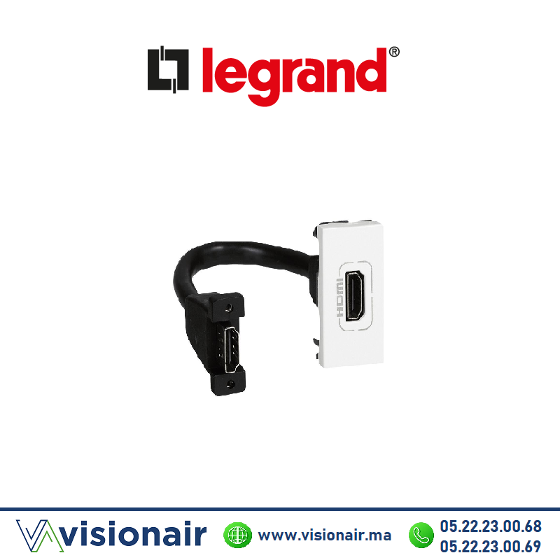 [LEG078778] Prise HDMI V2.0 Legrand Mosaic 1M Blanc 078778
