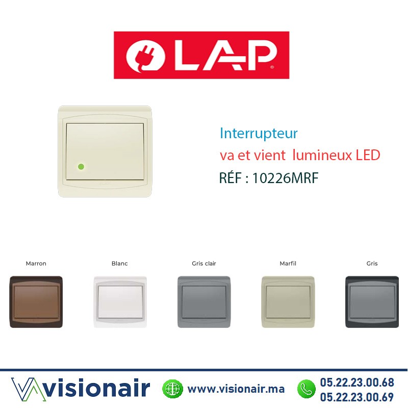 [10226MRF] Interrupteur va et vient  lumineux LED LAP GALAXY Marfil 10226MRF