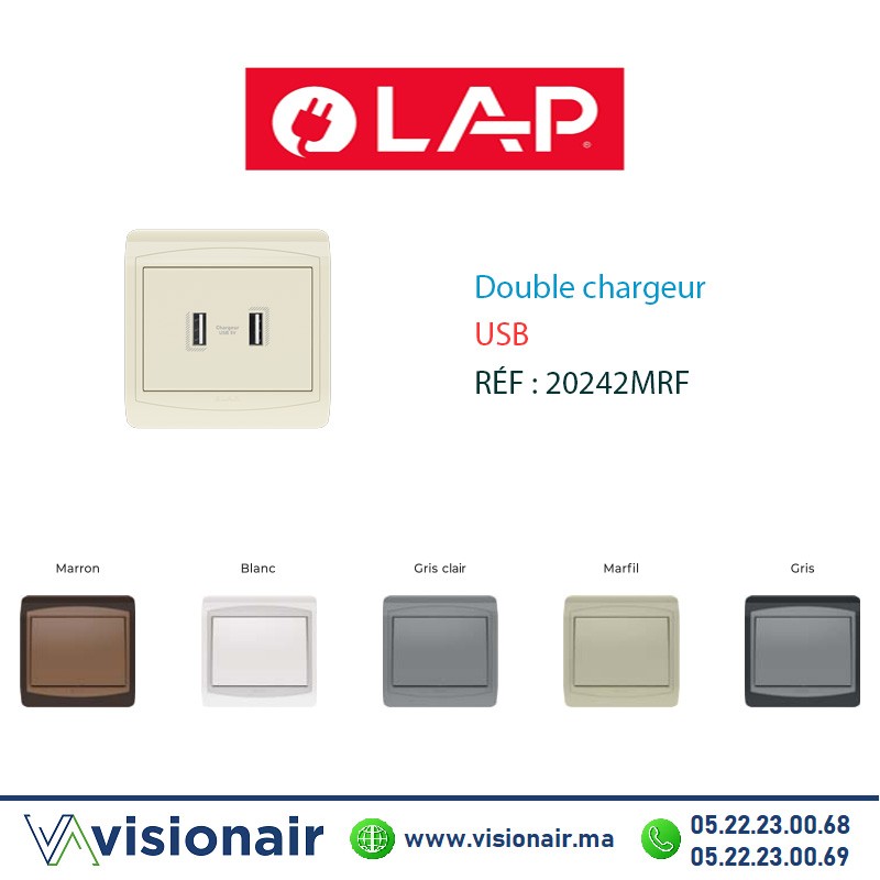 [20242MRF] Chargeur USB double LAP GALAXY Marfil 20242MRF
