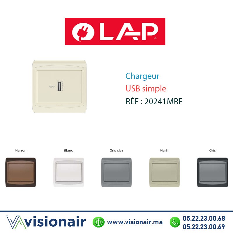 [20241MRF] Chargeur USB simple LAP GALAXY Marfil 20241MRF