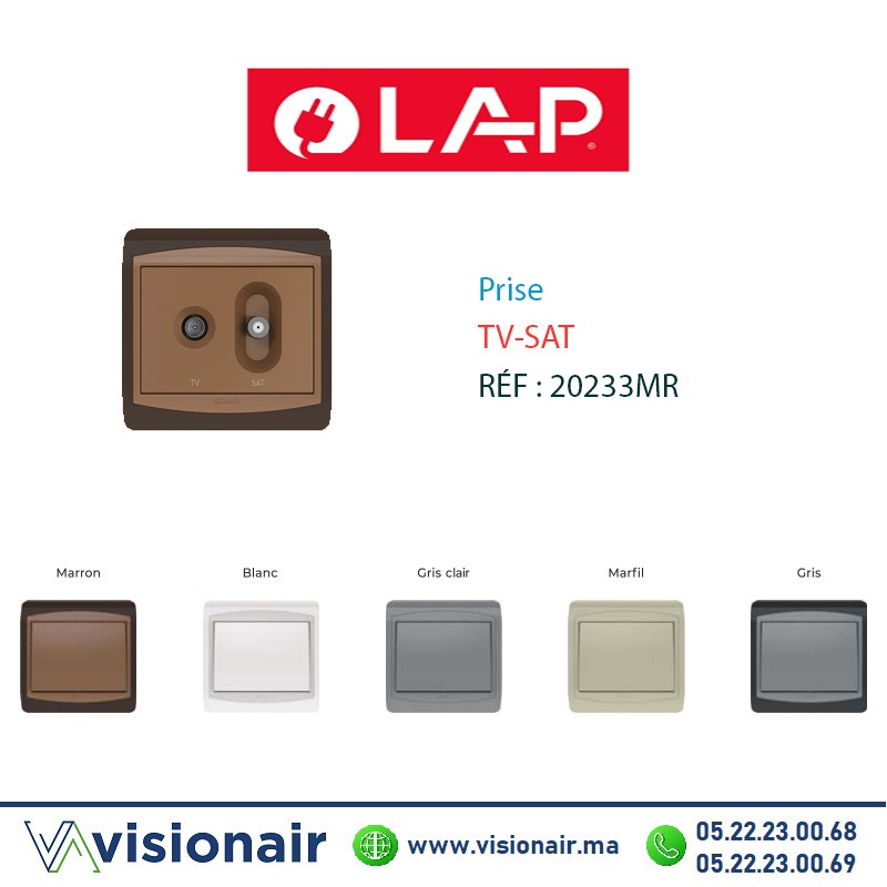 [20233MR] Prise TV-SAT LAP GALAXY Marron 20233MR