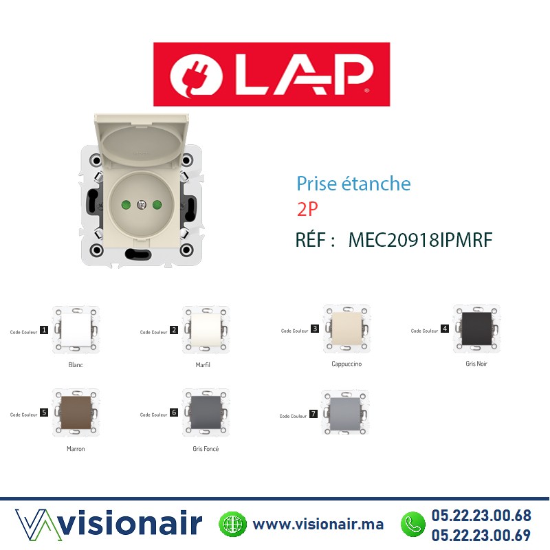 [20918IPMRF2] Prise étanche 2P Marfil LAP Millenium 20918IPMRF2