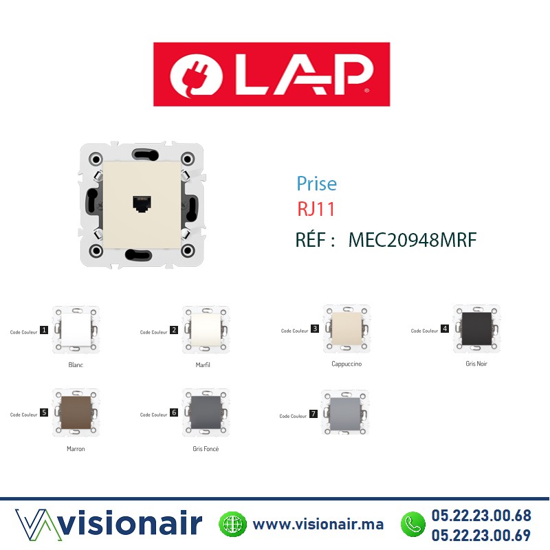 [20948MRF2] Prise RJ11 LAP Millenium Marfil 20948MRF2
