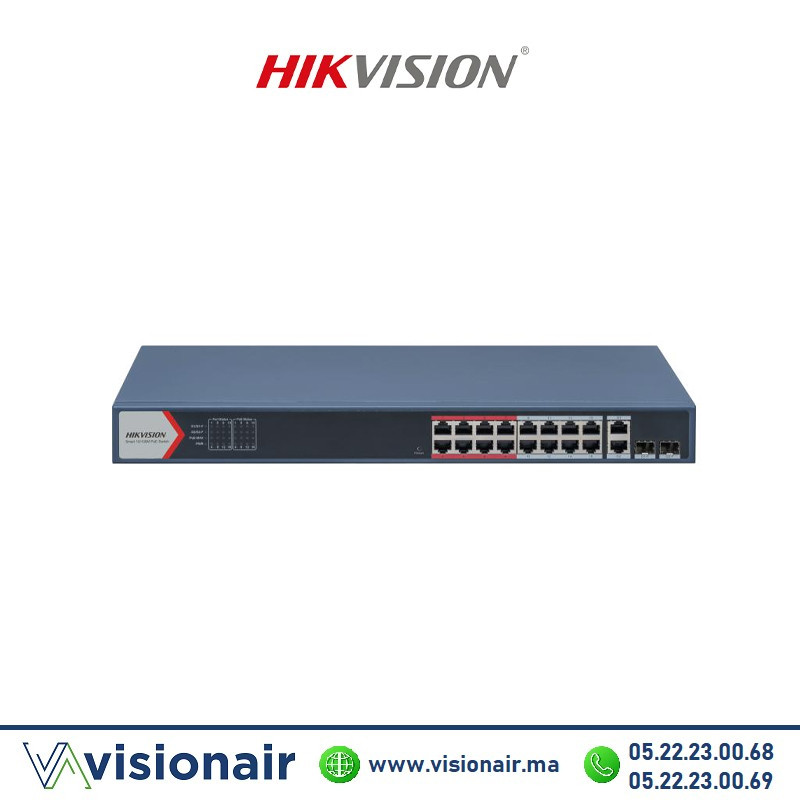 [HIKDS-3E1318P-EI] Switch HIKVISION 16 ports POE 10/100 2 Combo DS-3E1318P-EI