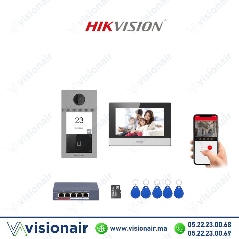[HIKVDS-KIS604-S] KIT vidéophone IP HIKVISION avec switch POE DS-KIS604-S