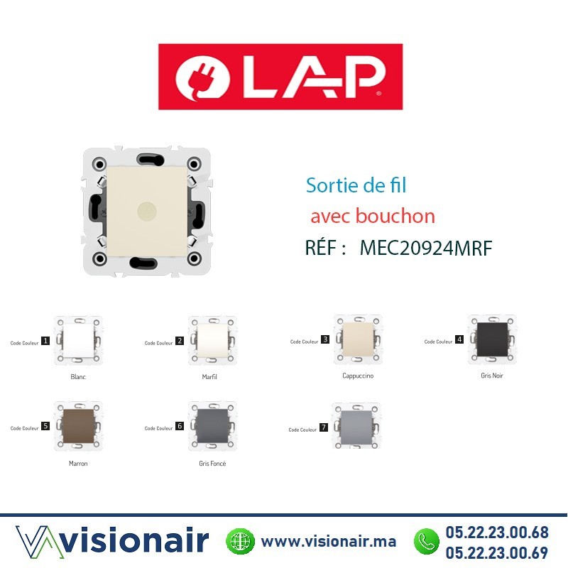 [20924MRF2] Sortie de fil avec bouchon LAP MILLENIUM Marfil 20924MRF2