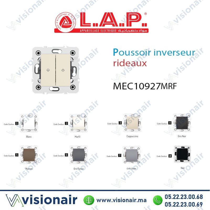 [10927MRF2] Poussoir inverseur rideaux LAP Millenium Marfil 10927MRF2