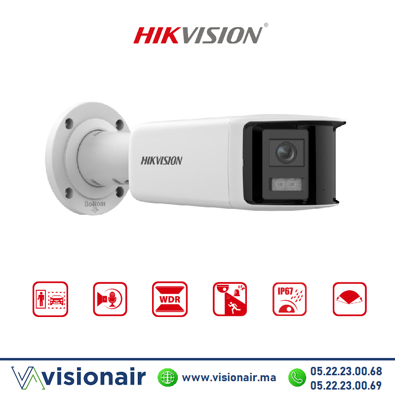 [HIKVDS-2CD2T66G2P-ISU/SL] Caméra IP panoramique 180° HIKVISION Bullet 6MP DS-2CD2T66G2P-ISU/SL