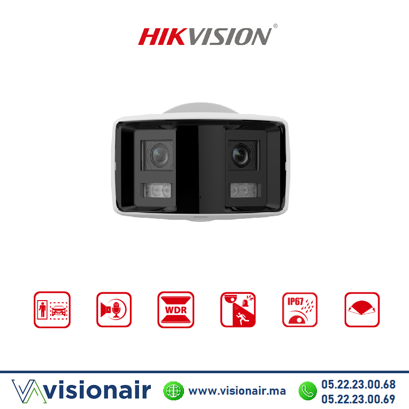 Caméra IP HIKVISION Bullet 6MP panoramique 180° DS-2CD2T66G2P-ISU/SL Casablanca Maroc