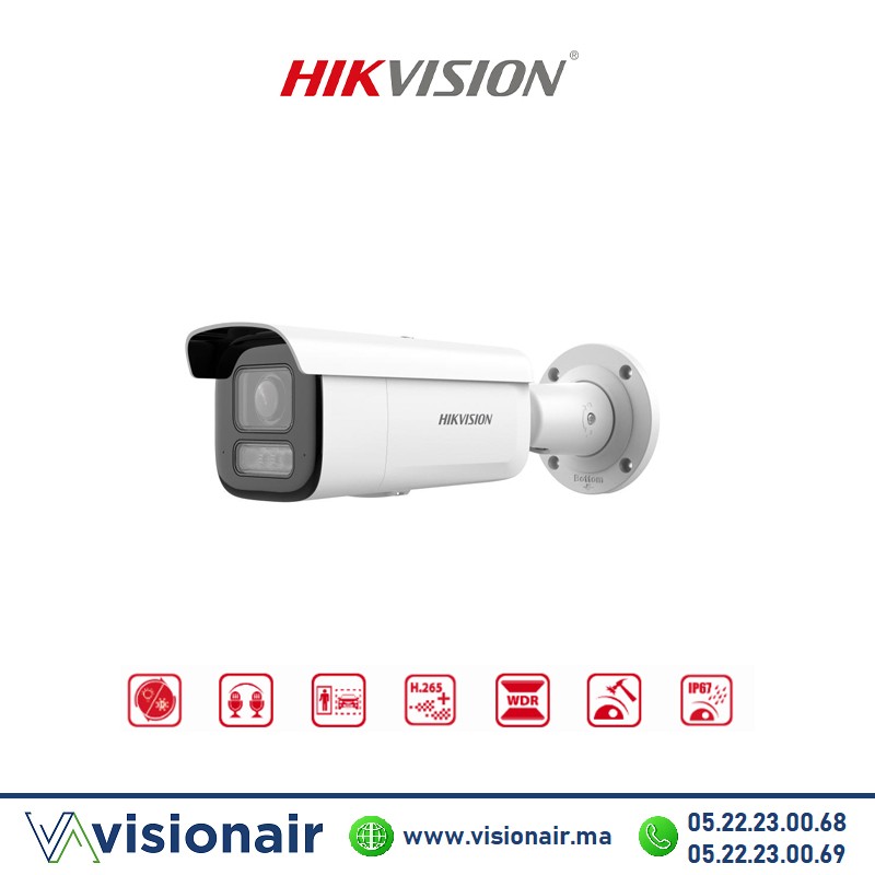 [DS-2CD2663G2-LIZS2U] Caméra IP Hikvision bullet 6MP varif mot Smart Hybrid Light AcuSense Audio DS-2CD2663G2-LIZS2U