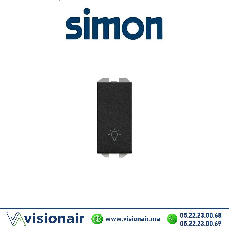 [20001151-098] Bouton-poussoir Simon 270 avec ampoule gravée Noir mat 20001151-098