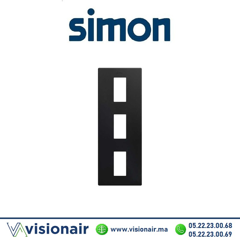 [27111630-098] Cadre Simon 270 Minima 3 modules verticale Noir mat 27111630-098