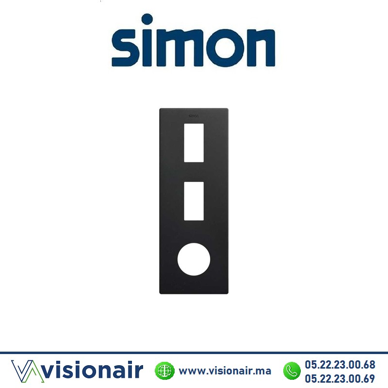 [27192630-098] Cadre Simon 270 Minima 3 modules 2M étroit verticale + prise 2P+T CLEAN Noir mat 27192630-098