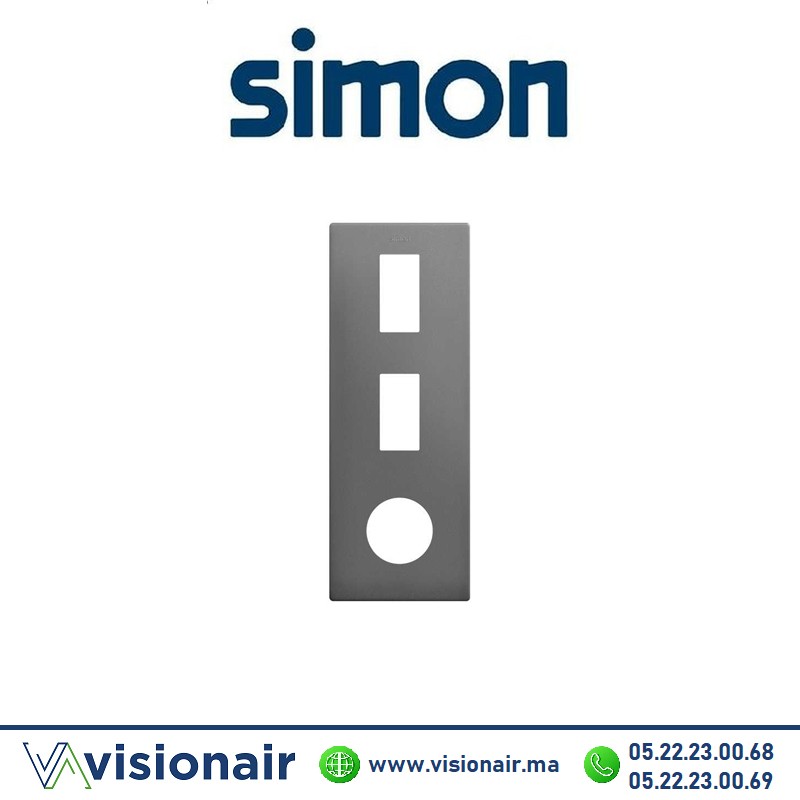 [27192630-096] Cadre Simon 270 Minima 2 modules verticale + prise 2P+T CLEAN Titane 27192630-096