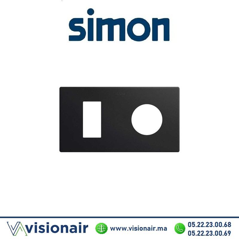 [27191620-098] Cadre Simon 270 Minima 2 modules 1M étroit + prise 2P+T CLEAN Noir mat 27191620-098