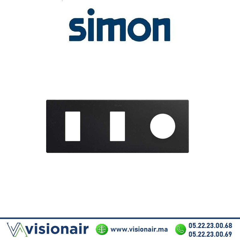 [27191630-098] Cadre Simon 270 Minima 3 modules 2M étroit + prise 2P+T CLEAN Noir mat 27191630-098