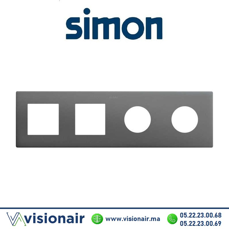 [27190640-096] Cadre Simon 270 Minima 4 modules 2M large + 2 prises 2P+T CLEAN Titane 27190640-096
