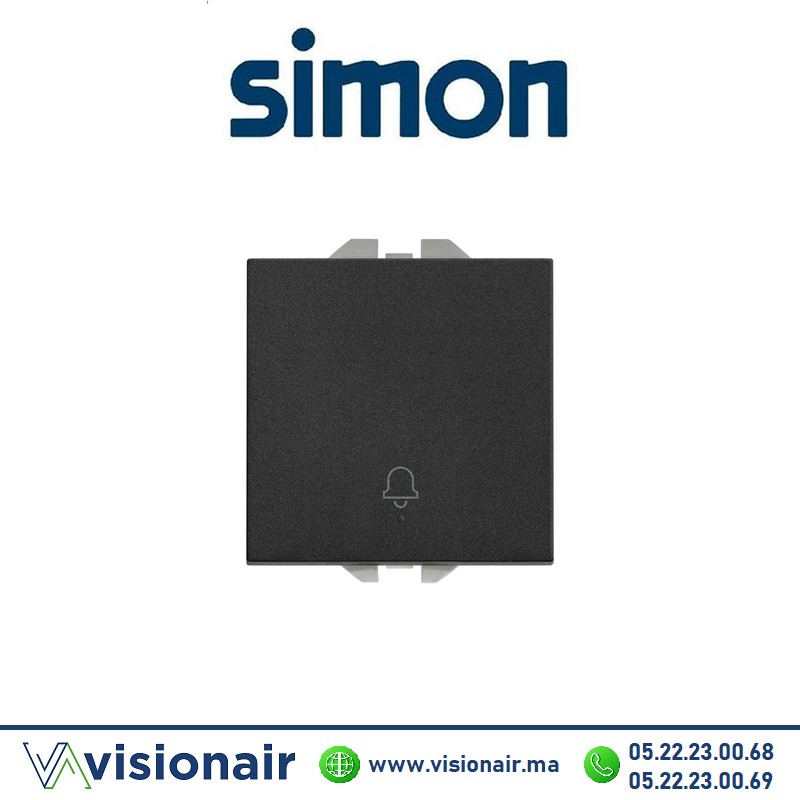 [20000152-098] Bouton poussoir Simon270 avec cloche gravée Noir 20000152-098