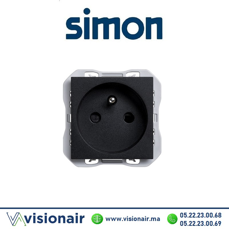[20000458-098] Prise Simon 270 2P+T 16A 250V avec système de bornage Noir 20000458-098