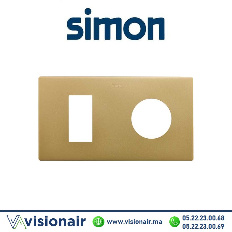 [27191620-095] Cadre Simon 270 Minima 2 modules 1M étroit + prise 2P+T CLEAN Or 27191620-095