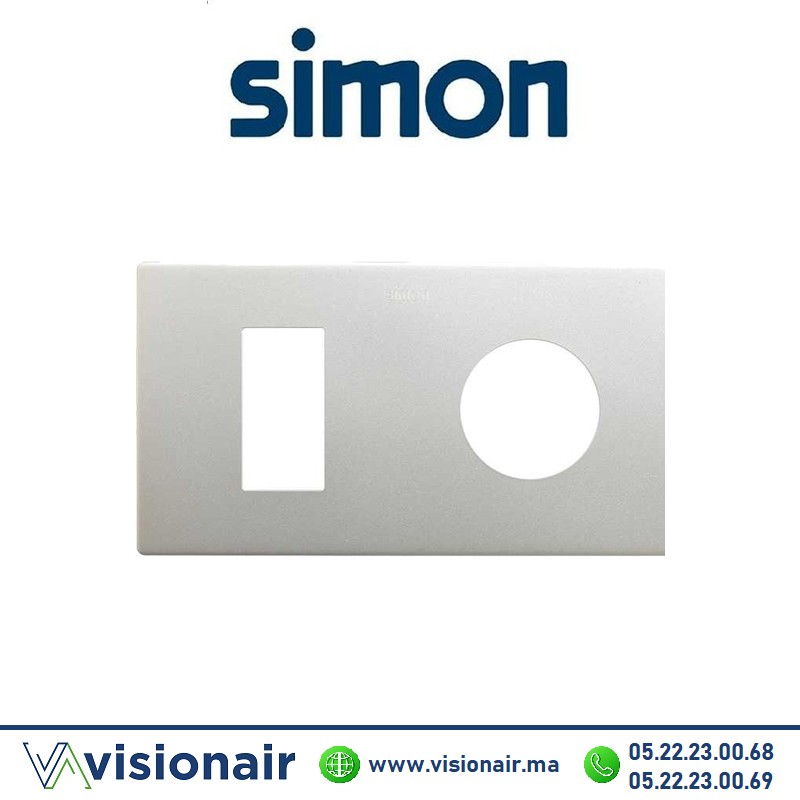 [27191620-093] Cadre Simon 270 Minima 2 modules 1M étroit + prise 2P+T CLEAN Aluminium 27191620-093