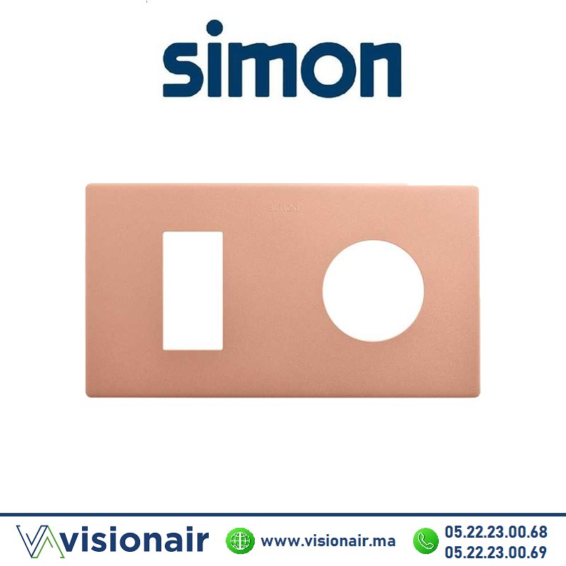 [27191620-091] Cadre Simon 270 Minima 2 modules 1M étroit + prise 2P+T CLEAN Rose cold 27191620-091