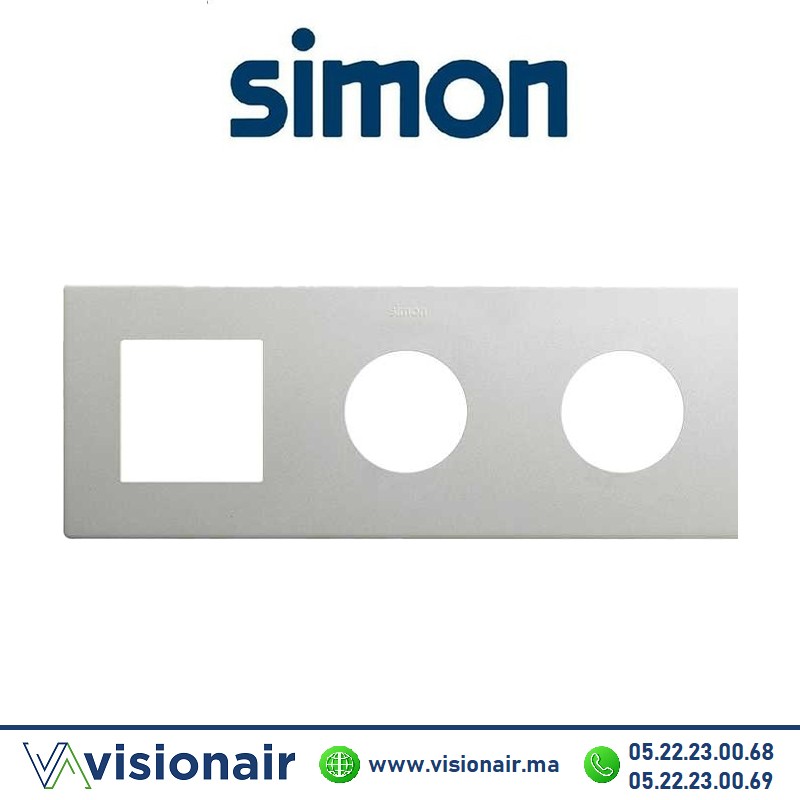 [27193630-093] Cadre Simon 270 Minima 3 modules 1M large + 2 prises 2P+T Aluminium CLEAN 27193630-093