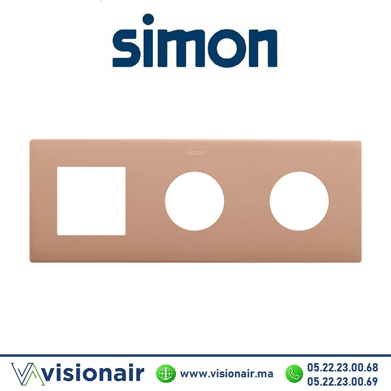 [27193630-091] Cadre Simon 270 Minima 3 modules 1M large + 2 prises 2P+T CLEAN Rose cold 27193630-091