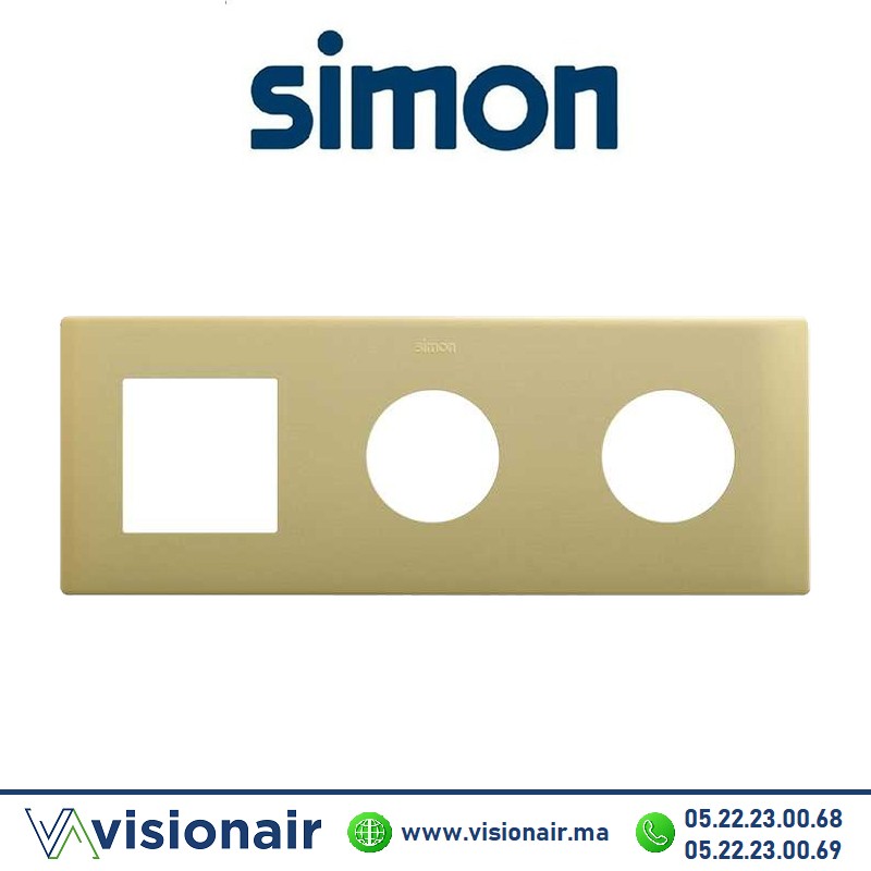 [27193630-097] Cadre Simon 270 Minima 3 modules 1M large + 2 prises 2P+T CLEAN Laiton 27193630-097