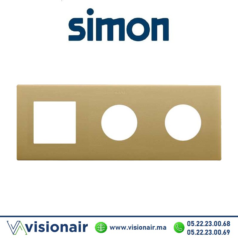 [27193630-095] Cadre Simon 270 Minima 3 modules 1M large + 2 prises 2P+T CLEAN Or 27193630095