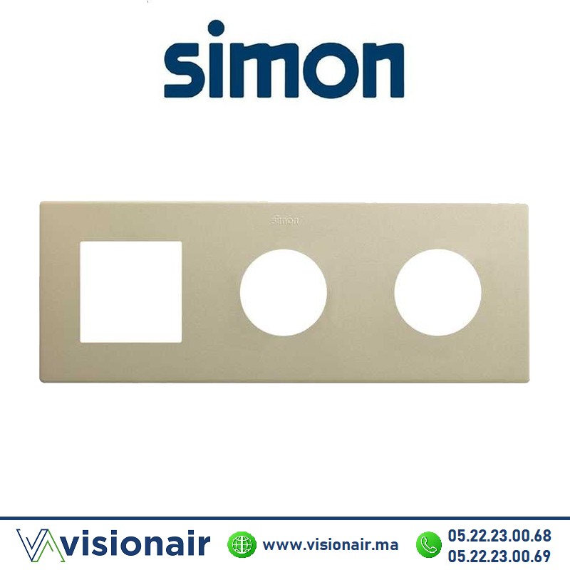 [27193630-094] Cadre Simon 270 Minima 3 modules 1M large + 2 prises 2P+T CLEAN champagne 27193630-094
