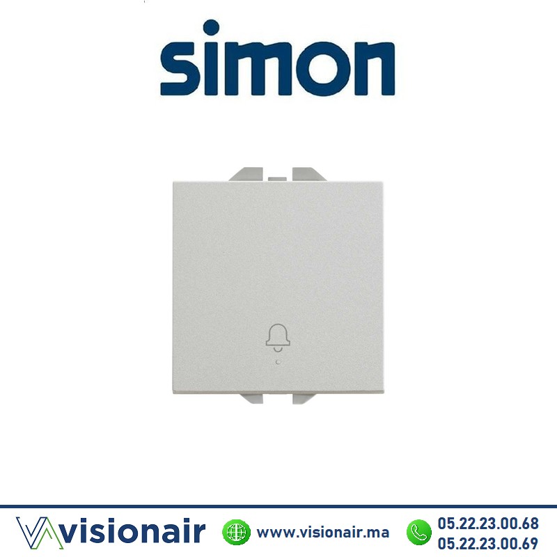 [20000152-093] Bouton poussoir Simon270 avec cloche gravée aluminium 20000152-093