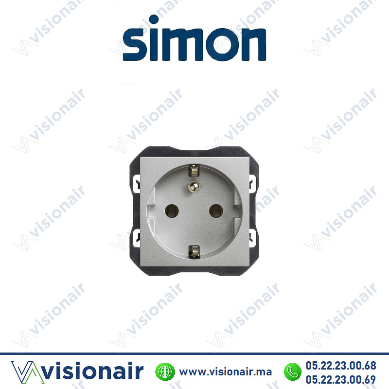 [20000458-093] Prise Simon270 2P+T 16A 250V avec système de bornage Aluminium 20000458-093