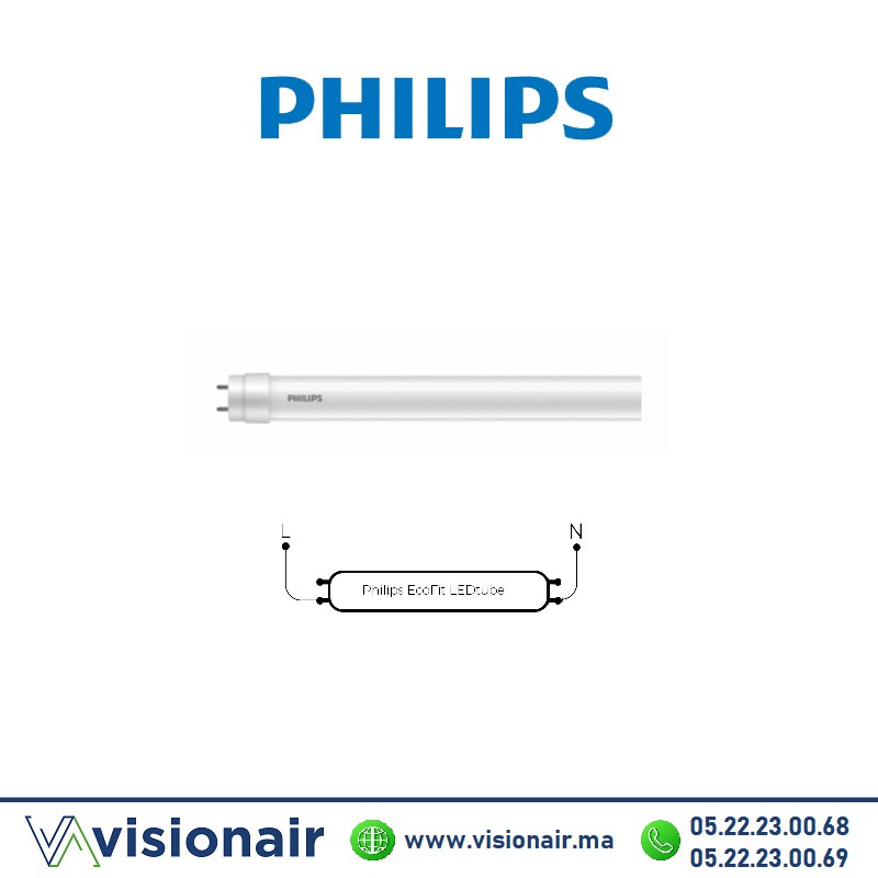 [PHILECOFITDE9W65K] Tube LED T8 Philips Ecofit DE 9w 60cm 6500°K