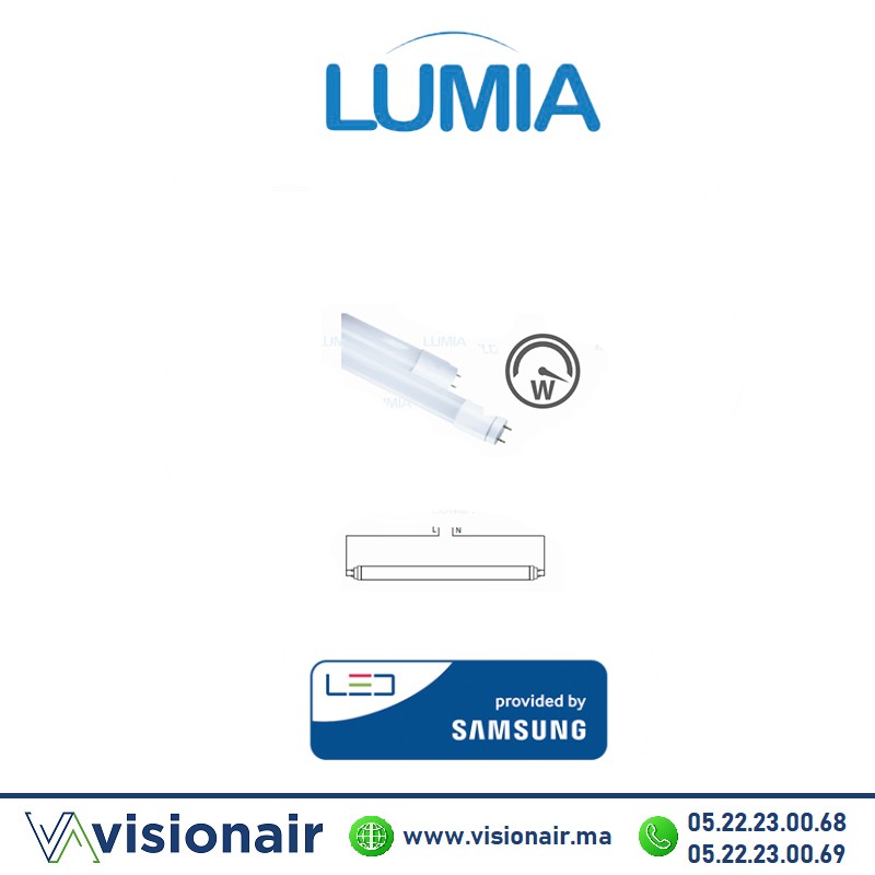 [LUMTL12M24DN65] Tube LED T8 Lumia 24w 120cm 6500°K (LED Samsung)