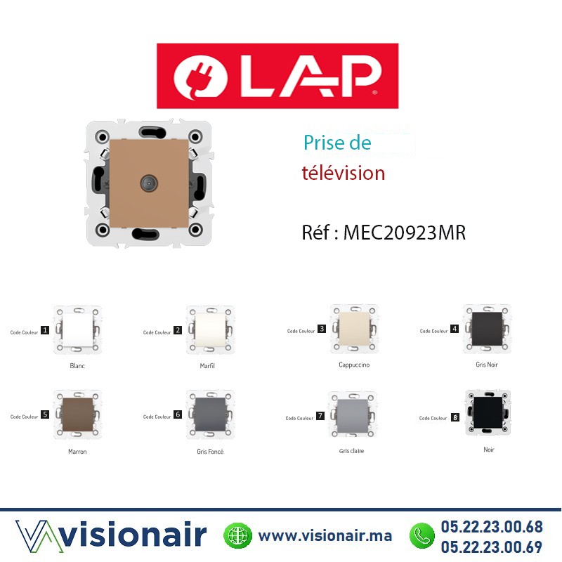 [LAP20923MR] Prise de télévision Marron LAP MILLENIUM 20923MR