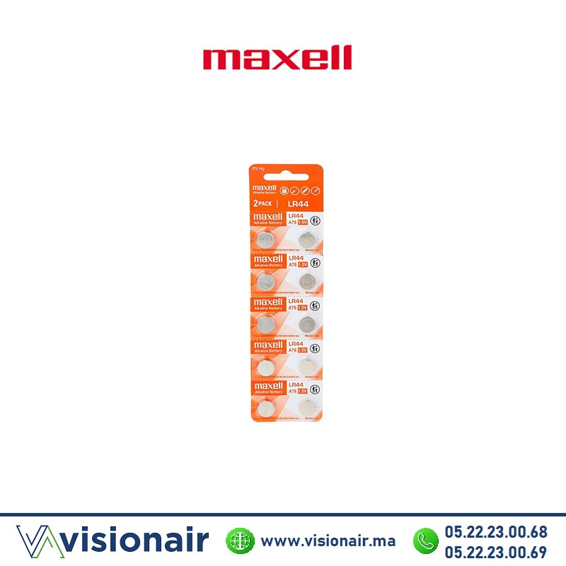 [MAXELLLR44BL10] Pile MAXELL LR44 / A76 / V13GA / AG13 1,5V alcaline