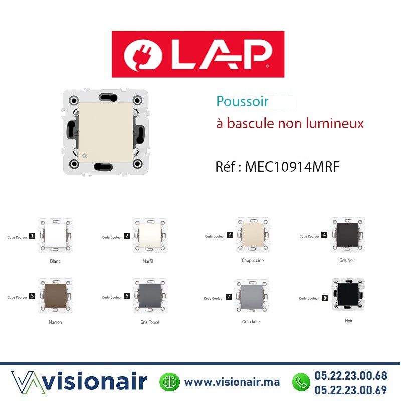 [LAP10914MRF] Poussoir à bascule non lumineux LAP Millenium Marfil 10914MRF