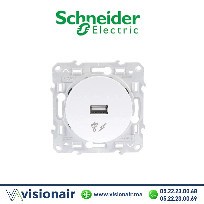 [S520408] Chargeur USB Type A Schneider Odace blanc S520408