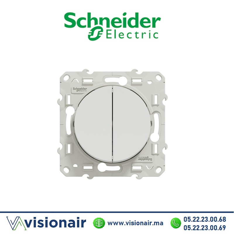 [S520211] Interrupteur double allumage Schneider Odace blanc S520211