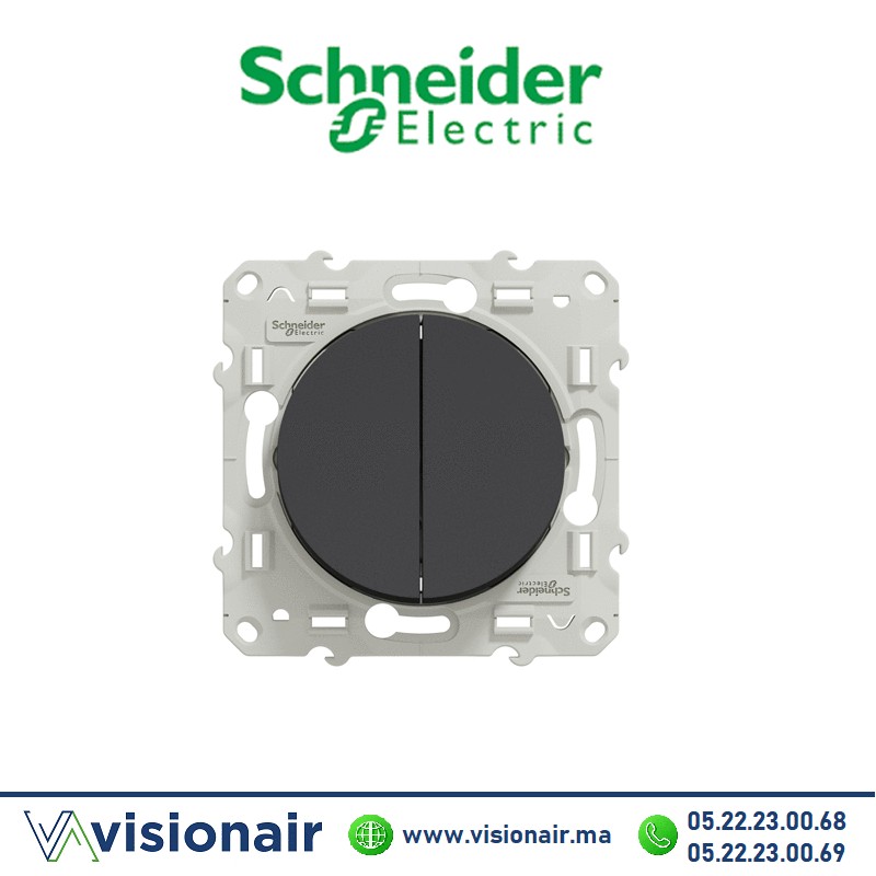 [S540214] Interrupteur double allumage Schneider Odace anthracite S540214