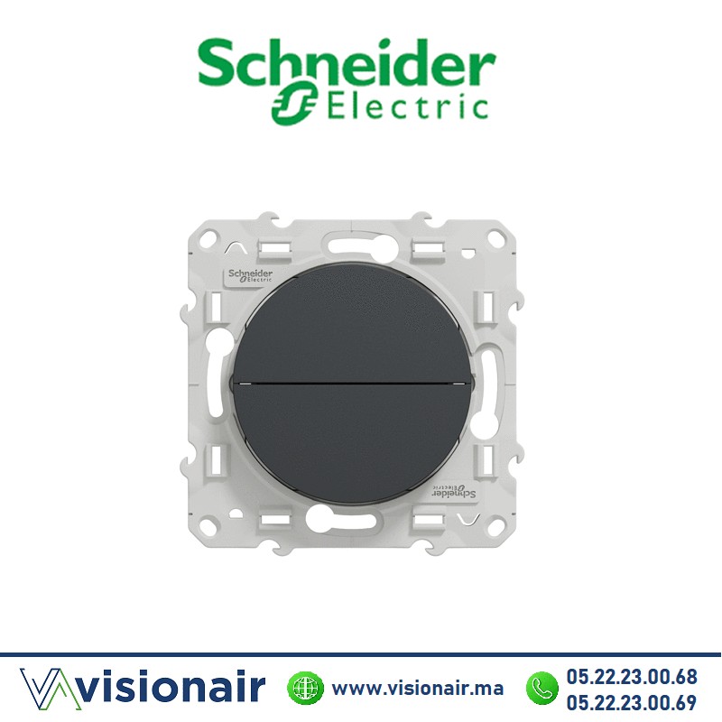 [S540207] Bouton poussoir 2B VR Schneider Odace anthracite S540207