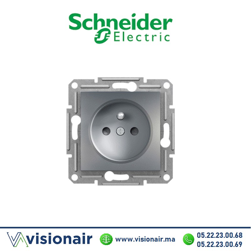 [EPH2800262] Prise 2P +T Schneider Asfora Acier EPH2800262