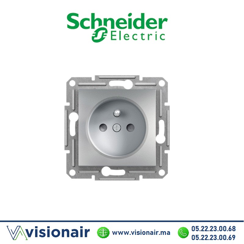 [EPH2800261] Prise 2P +T Schneider Asfora aluminium EPH2800261
