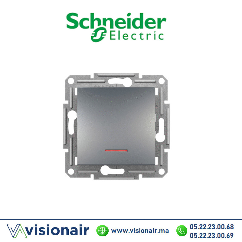 [EPH1600162] Bouton poussoir lumineux Schneider Asfora acier EPH1600162