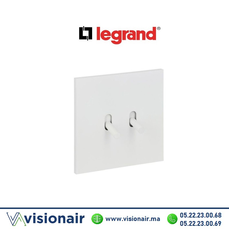 [LEG67902] Legrand art d'Arnould double va-et-vient blanc satin 67902
