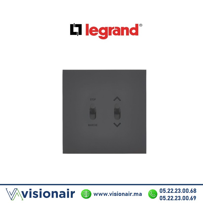 [LEG67820] Legrand art d'Arnould commande de volets roulants à position fixe noir mat 67820