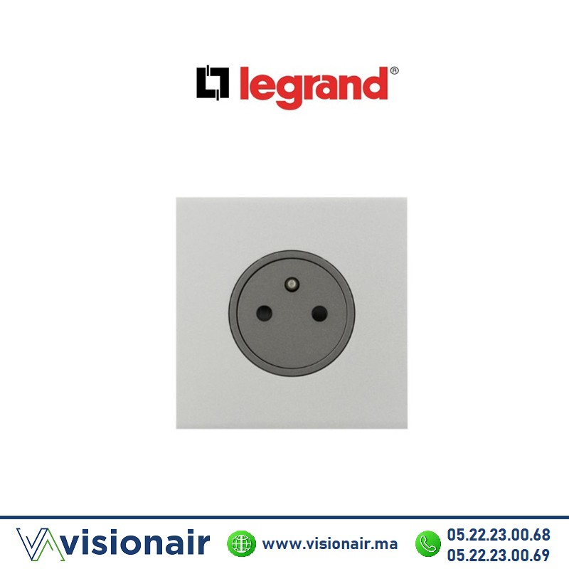 [LEG67531] Legrand art d'Arnould prise 2P+T Surface 16A 250V acier satin 67531