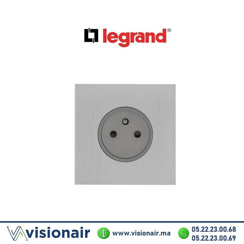 [LEG67431] Legrand art d'Arnould prise 2P+T Surface 16A 250V acier brossé 67431